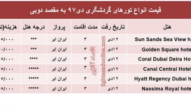 انواع تورهای گردشگری