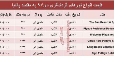 تورهای گردشگری به مقصد پاتایا