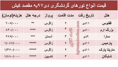 انواع تورهای گردشگری