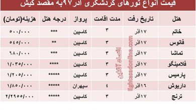 انواع تورهای گردشگری