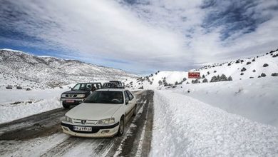 بارش برف و باران در جاده چالوس