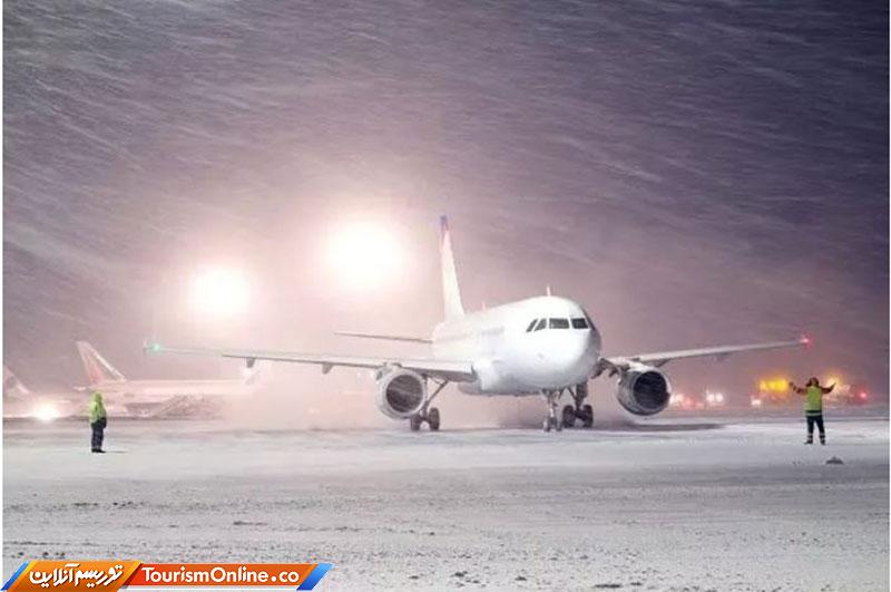 بارش برف و تاحیر پرواز فرودگاه